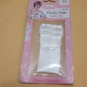 NOS Vintage Beltx Adjustable Shoulder Straps. No. 80    5/8 inch. White. U.S.A.
